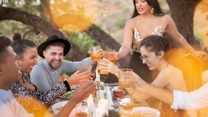 Bons amigos comemorando o ano novo que esta chegando